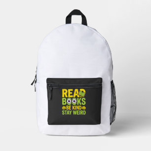 Halloween Read Books Be Kind Stay Weird Design Printed Backpack