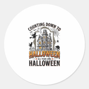 Halloween Ready Shirt Vintage Haunted House Fall G Classic Round Sticker