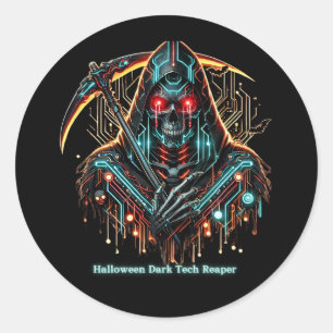 Halloween Reaper: Dark Tech Classic Round Sticker