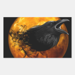 Halloween Rectangle Stickers/Crow and Moon Rectangular Sticker
