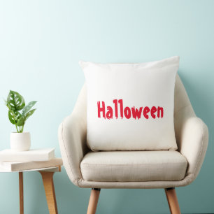 Halloween Red And Black Text Festive Home Accent  Cushion