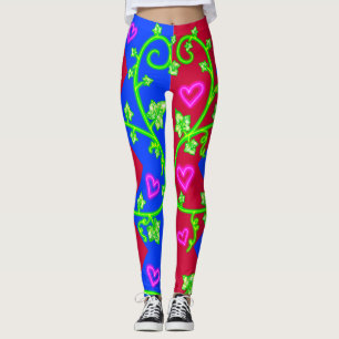 Halloween Red and Blue Diamonds and Ivy Leggings