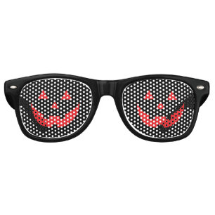 Halloween red black Jack o lantern pumpkin face Retro Sunglasses