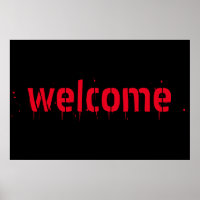 Halloween red bloody scary Welcome decor poster
