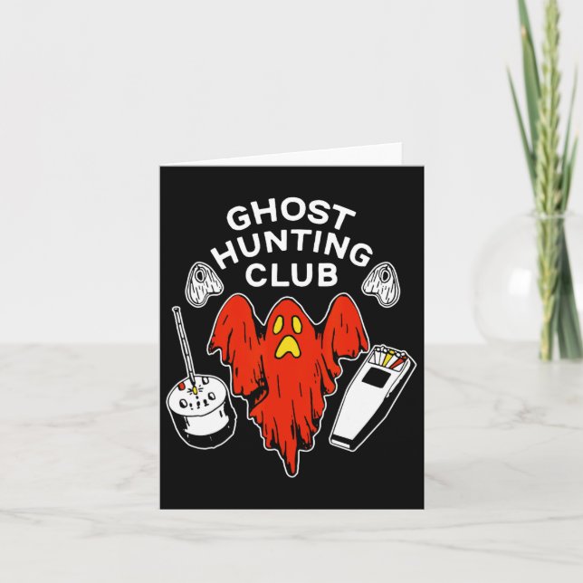 Halloween Red Ghost Hunting Club Spooky Hunter  Card (Front)