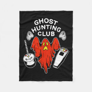 Halloween Red Ghost Hunting Club Spooky Hunter Fleece Blanket