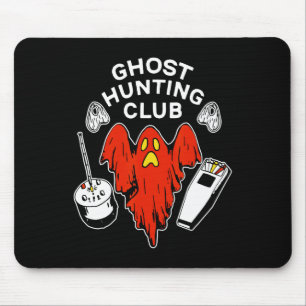 Halloween Red Ghost Hunting Club Spooky Hunter Mouse Pad