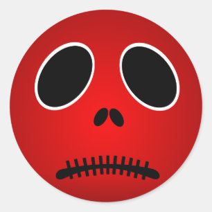 Halloween Red Scary Sad Face Stickers