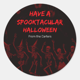 Halloween Red Skeletons Classic Round Sticker