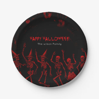 Halloween Red Skeletons Paper Plate