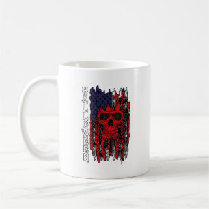 Halloween Red Skull American Flag Spider Webs Bats Coffee Mug