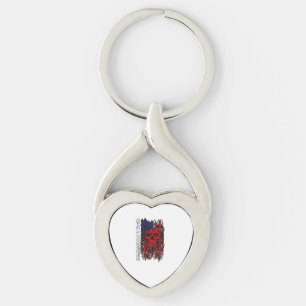Halloween Red Skull American Flag Spider Webs Bats Key Ring
