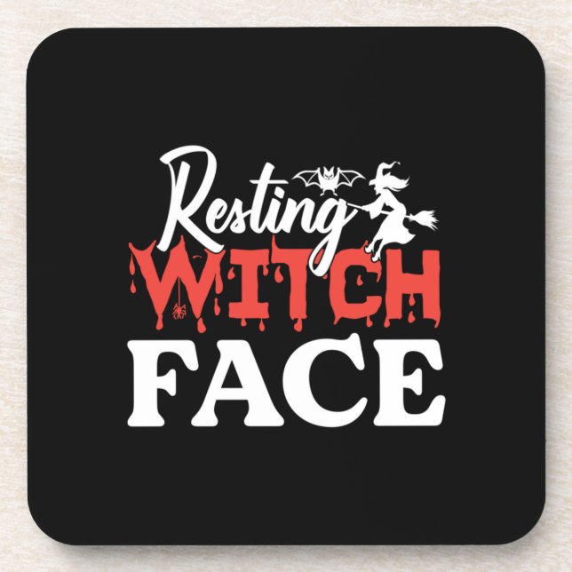 Halloween Resting Witch Facce Birthday Coaster (Front)