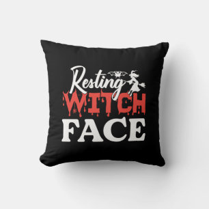 Halloween Resting Witch Facce Birthday Cushion
