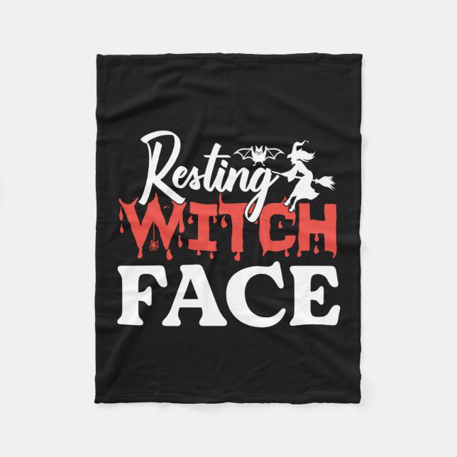 Halloween Resting Witch Facce Birthday Fleece Blanket (Front)
