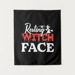 Halloween Resting Witch Facce Birthday Tapestry
