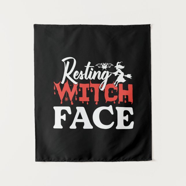 Halloween Resting Witch Facce Birthday Tapestry (Front)