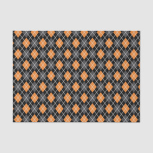 Halloween Retro 1950s Argyle Orange Grey Black Tissue Paper