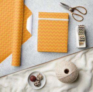 Halloween Retro Bright Orange Chevron Wrapping Paper