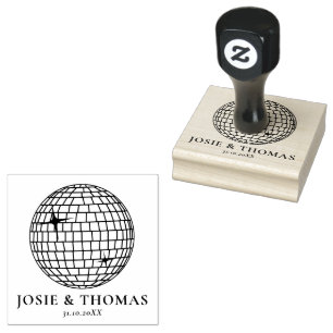Halloween Retro Disco Ball Wedding Rubber Stamp