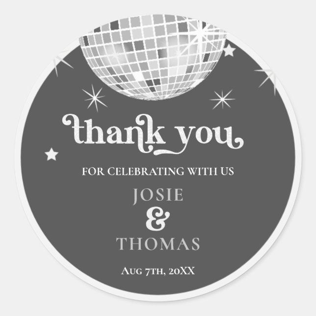 Halloween Retro Disco Spiders & Disco Ball Wedding Classic Round Sticker (Front)