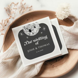 Halloween Retro Disco Spiders & Disco Ball Wedding Napkin