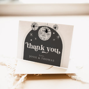 Halloween Retro Disco Spiders & Disco Ball Wedding Thank You Card