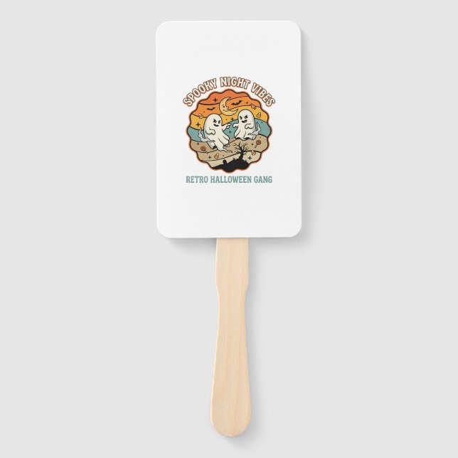 Halloween Retro Ghost Night Hand Fan (Front)