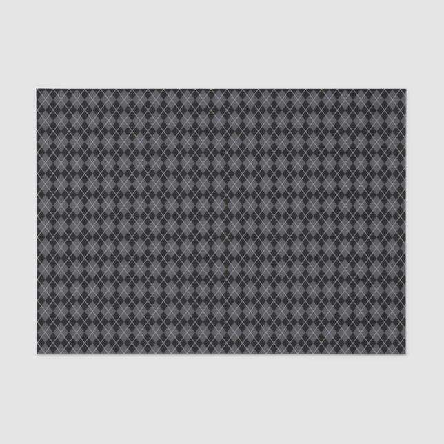 Halloween Retro Grey Black Argyle Tissue Paper (Front)