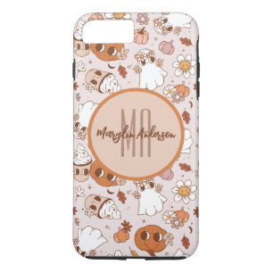 HALLOWEEN RETRO GROOVY PUMPKINS AND GHOSTS iPhone 8 PLUS/7 PLUS CASE