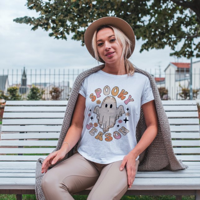 HALLOWEEN RETRO GROOVY SPOOKY SEASON GHOST 👻 T-Shirt (Creator Uploaded)