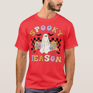 Halloween Retro Hippie Cute Ghost Spooky Season Wo T-Shirt
