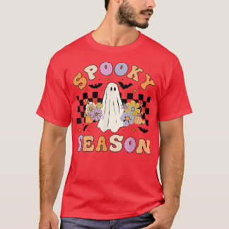 Halloween Retro Hippie Cute Ghost Spooky Season Wo T-Shirt