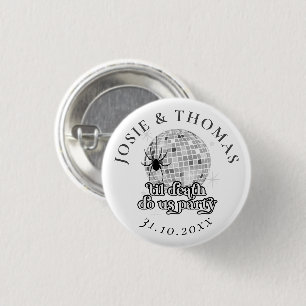 Halloween Retro Spiders & Disco Ball Wedding 3 Cm Round Badge