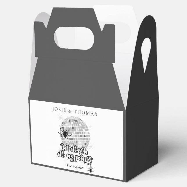 Halloween Retro Spiders & Disco Ball Wedding Favour Box (Opened)