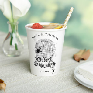 Halloween Retro Spiders & Disco Ball Wedding Paper Cups