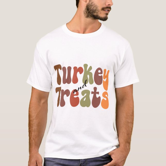 Halloween Retro Vibes | Turkey and Treats  T-Shirt (Front)