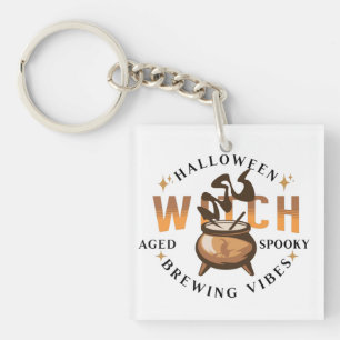 Halloween Retro Witch Brewing Key Ring