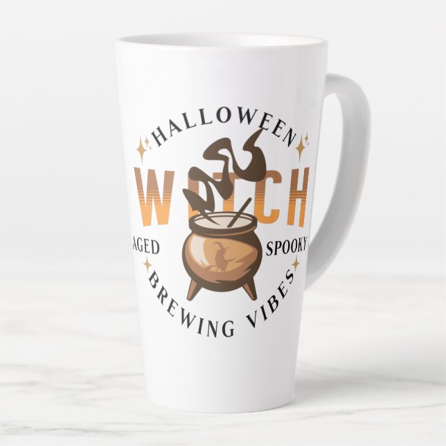 Halloween Retro Witch Brewing   Latte Mug (Right Angle)