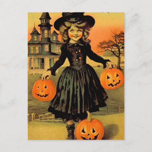 Halloween Retro Witch Postcard