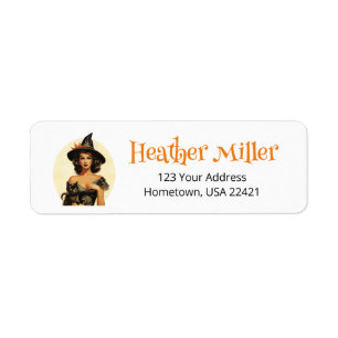 Halloween Retro Witch Return Address Label