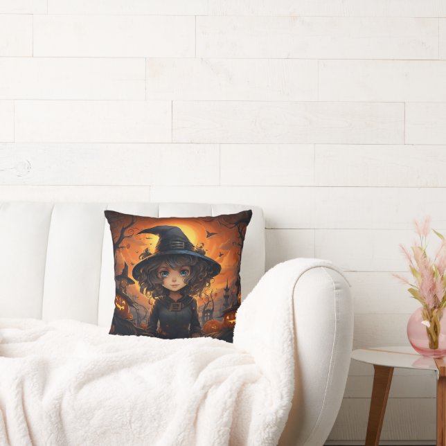 Halloween Reversible Witch and Cat  Cushion (Couch)
