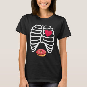 Halloween Rib Cage Doughnut Lover Skeleton Funny W T-Shirt