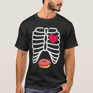 Halloween Rib Cage Doughnut Lover Skeleton Funny W T-Shirt