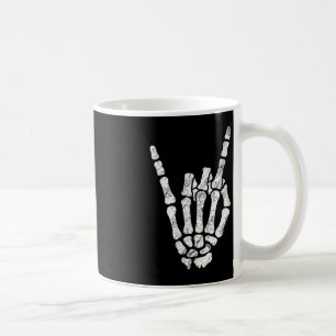 Halloween Rock Hand Sign Skeleton Rock N Roll Symb Coffee Mug