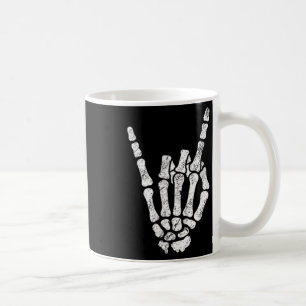 Halloween Rock Hand Sign Skeleton Rock N Roll Symb Coffee Mug