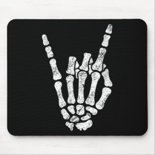 Halloween Rock Hand Sign Skeleton Rock N Roll Symb Mouse Pad