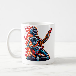 Halloween Rock Music Funny Skeleton Playing Guitar Coffee Mug