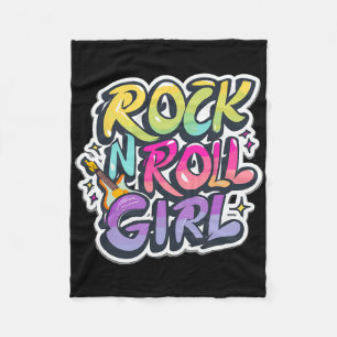 Halloween Rock N Roll Girl Retro Costume Graffiti Fleece Blanket