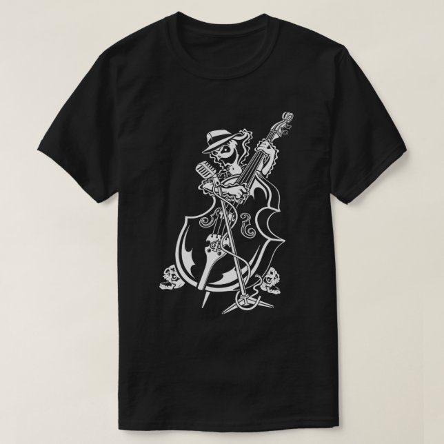 Halloween Rockabilly Upright Bass Player Rockabill T-Shirt (Design Front)
